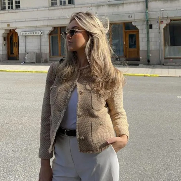 Zaina | Chique Jas met knopen-Zomer Jassen-Calora-Bruin-XS-Calora