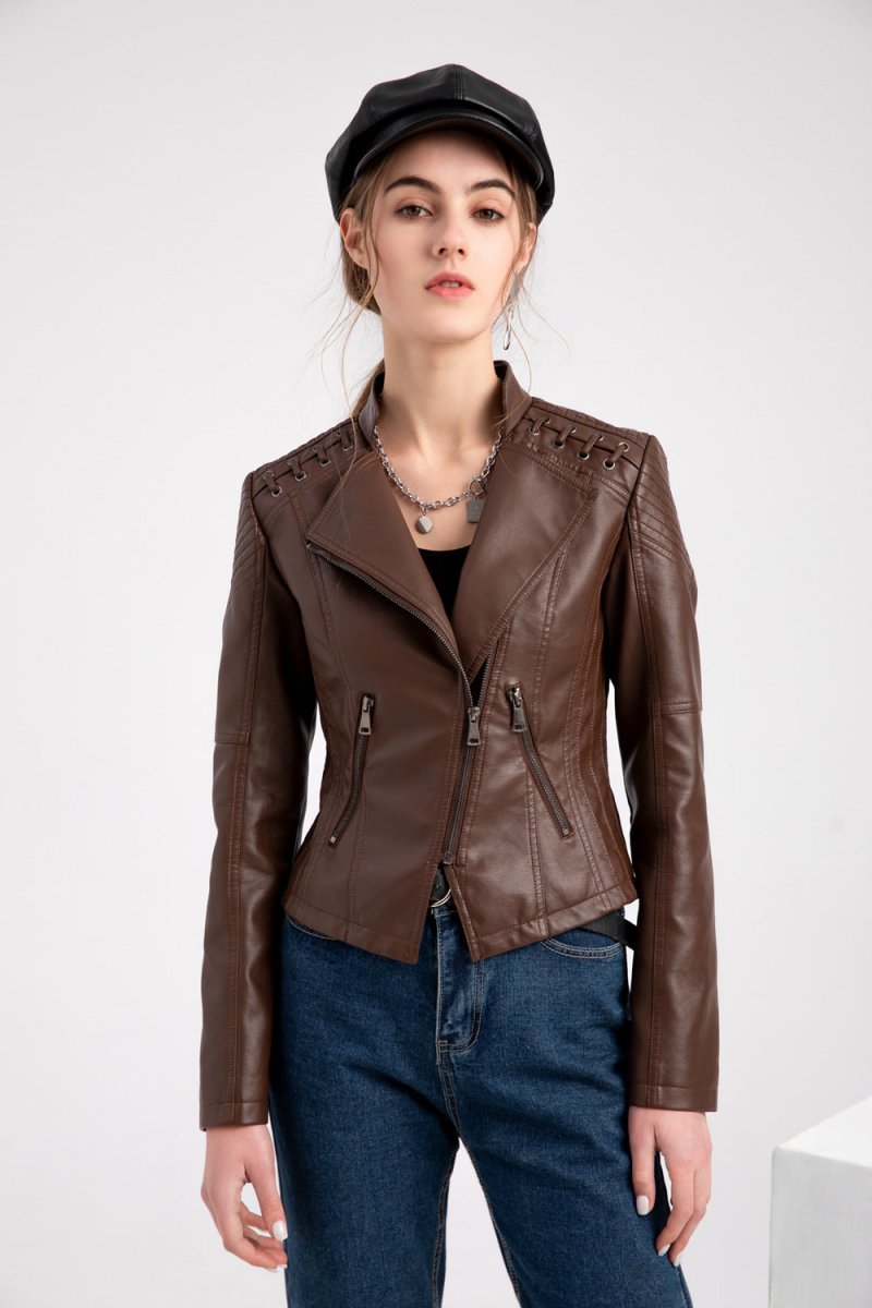 Zale | Leren Jas Washed-Look-Leren Jassen-Calora-Camel-S-Calora