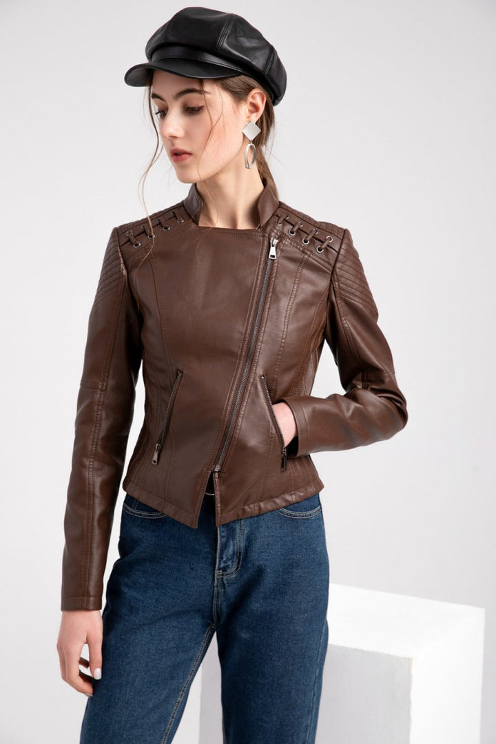 Zale | Leren Jas Washed-Look-Leren Jassen-Calora-Camel-S-Calora
