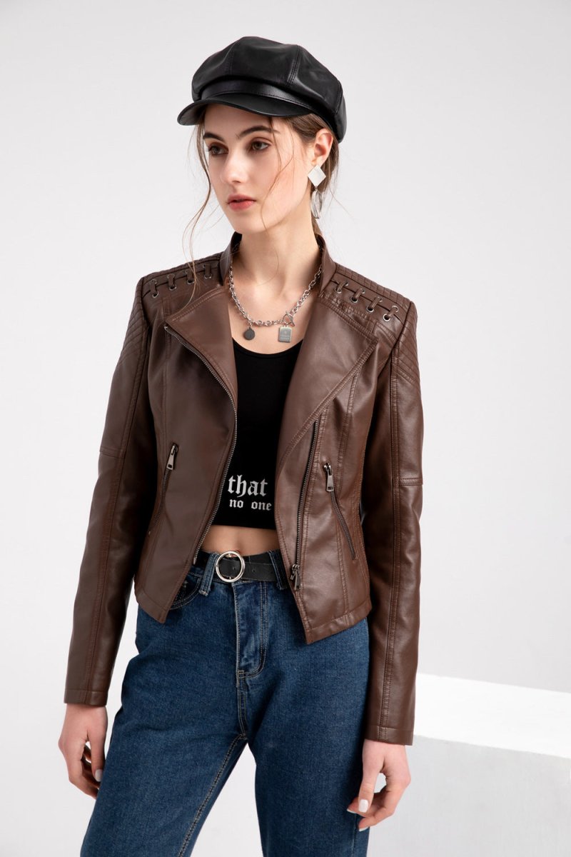 Zale | Leren Jas Washed-Look-Leren Jassen-Calora-Camel-S-Calora