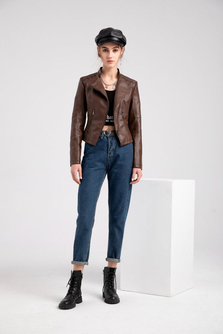 Zale | Leren Jas Washed-Look-Leren Jassen-Calora-Camel-S-Calora