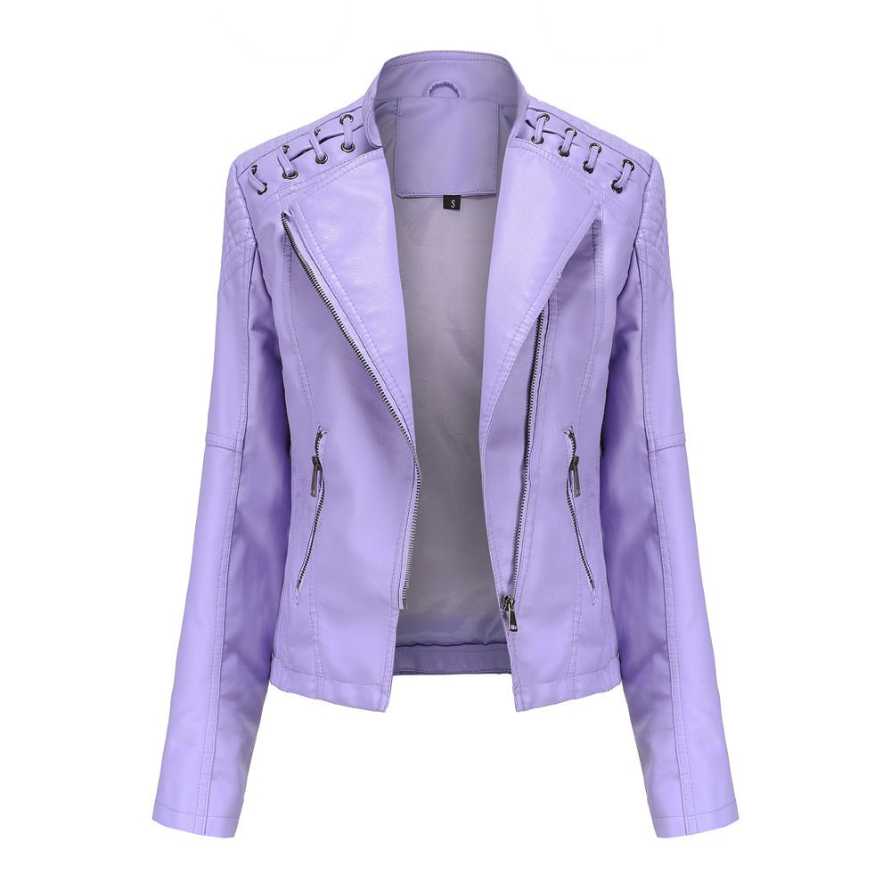 Zale | Leren Jas Washed-Look-Leren Jassen-Calora-Donker Paars-S-Calora