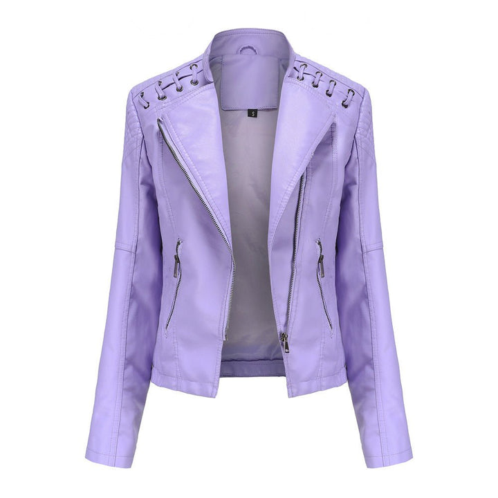 Zale | Leren Jas Washed-Look-Leren Jassen-Calora-Donker Paars-S-Calora