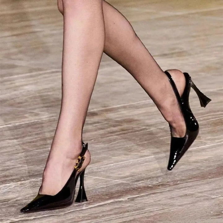 Zarielle | Sexy en stijlvolle leren edgy hoge hakken-Hakken-Calora-Wijn rood-35-Calora
