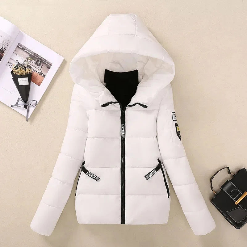 Zarina | Winterparka met capuchon voor dames, warme gewatteerde jas-Zomer Jassen-Calora-Crèmewit-S-Calora