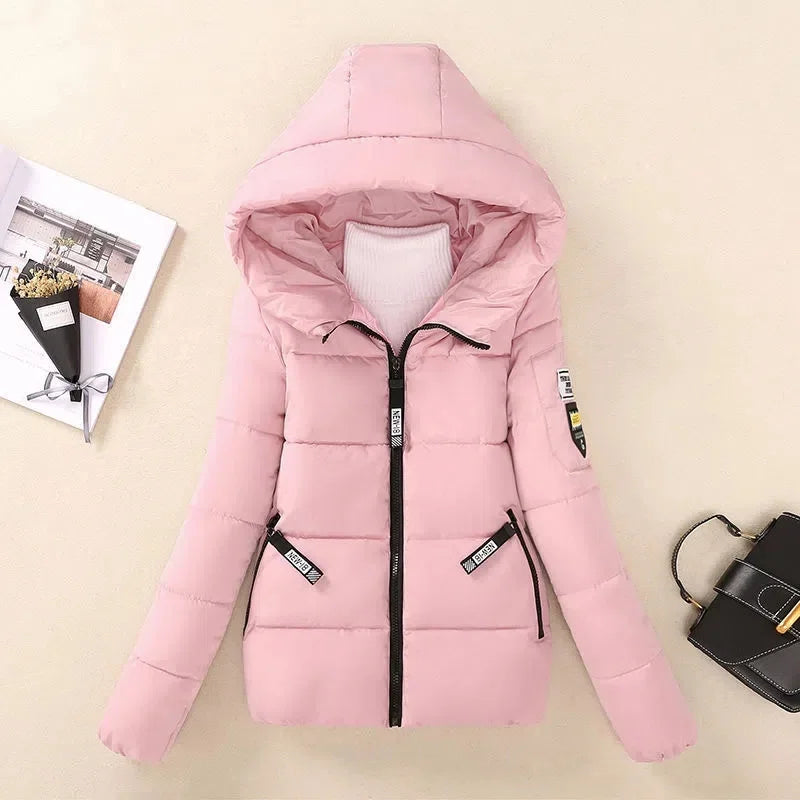 Zarina | Winterparka met capuchon voor dames, warme gewatteerde jas-Zomer Jassen-Calora-Roze-S-Calora