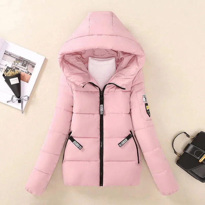 Zarina | Winterparka met capuchon voor dames, warme gewatteerde jas-Zomer Jassen-Calora-Roze-S-Calora