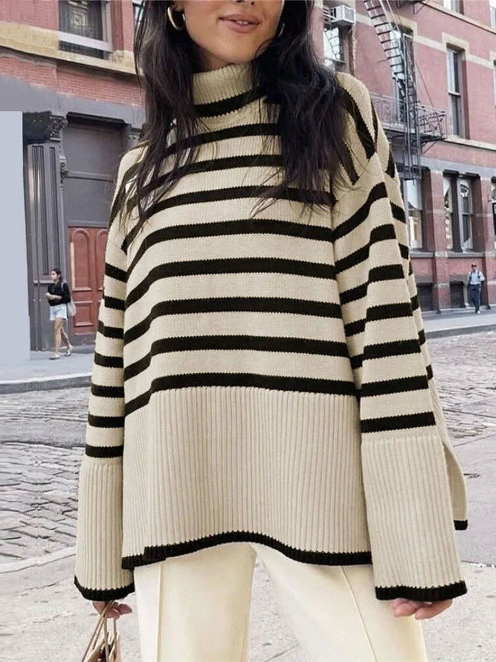 Zebra | Stijlvolle Gestreepte Trui-Shirts & Topjes-Calora-Beige-S-Calora