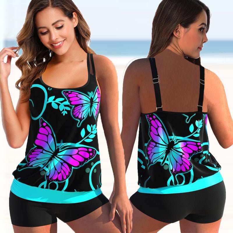 Zentila | Tankini Set Plus Maat-Zwemkleding-Calora-Zwart - Vlinders-S-Calora