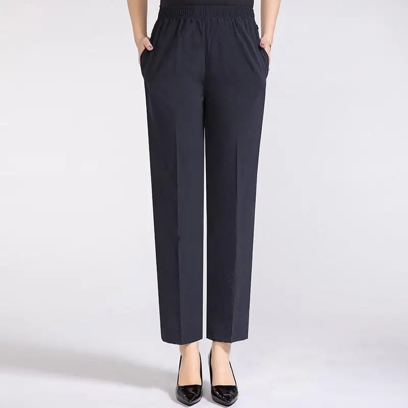 Zoé | Nette Dames Stretch Broek met Hoge Taille-Pantalons-Calora-Donker Blauw-M-Calora