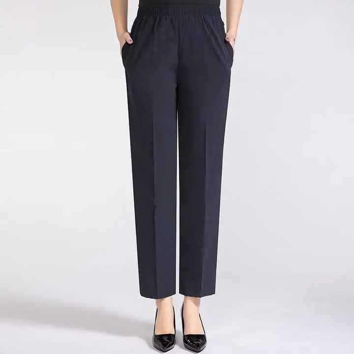 Zoé | Nette Dames Stretch Broek met Hoge Taille-Pantalons-Calora-Donker Blauw-M-Calora