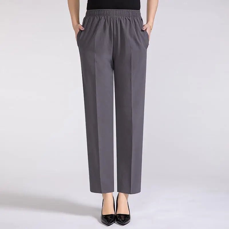 Zoé | Nette Dames Stretch Broek met Hoge Taille-Pantalons-Calora-Donker Grijs-M-Calora