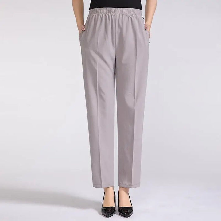 Zoé | Nette Dames Stretch Broek met Hoge Taille-Pantalons-Calora-Licht Grijs-M-Calora