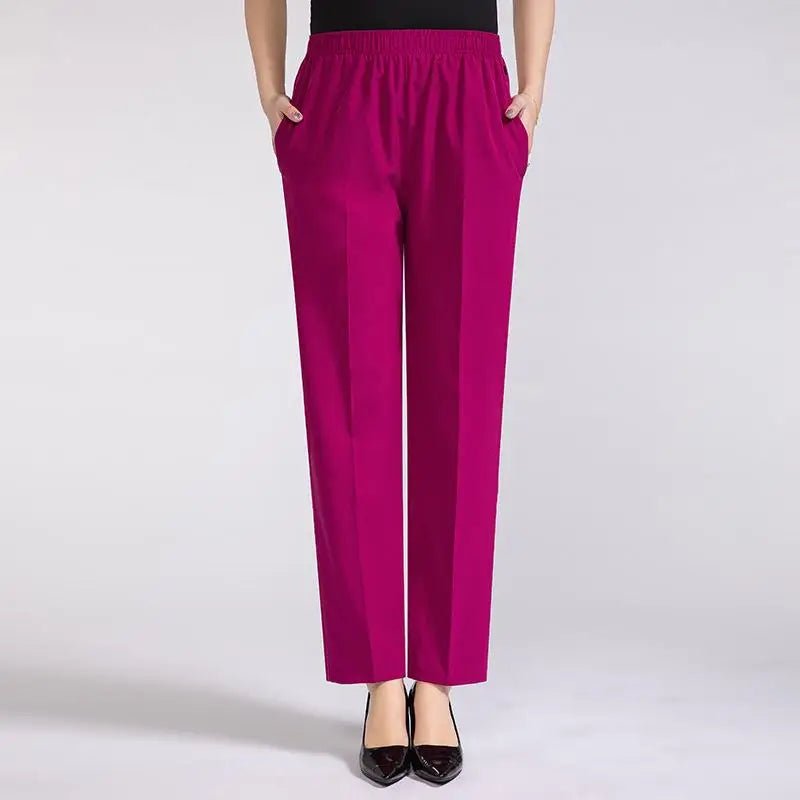 Zoé | Nette Dames Stretch Broek met Hoge Taille-Pantalons-Calora-Rood Paars-M-Calora