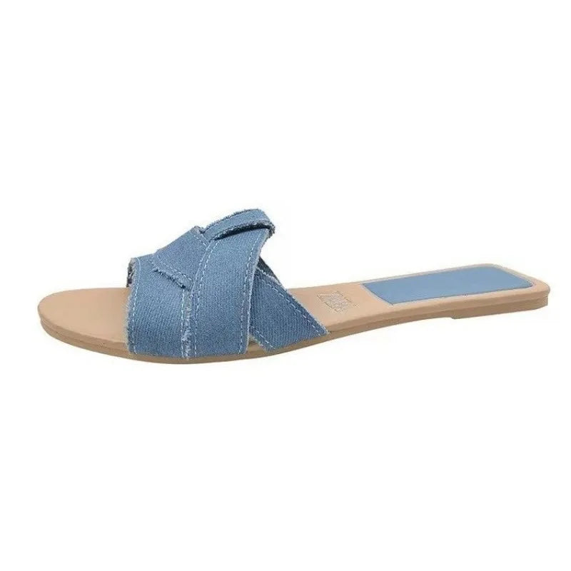 Zomer Dames Slippers Casual Ademend T-vormige Open Teen Sandalen-Sandalen-Calora-Blauw-35-Calora