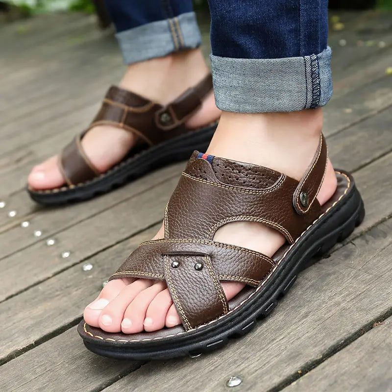 CALORA_ Zomer PU Leren Sandalen voor Mannen met Antislip en Dikke Zolen