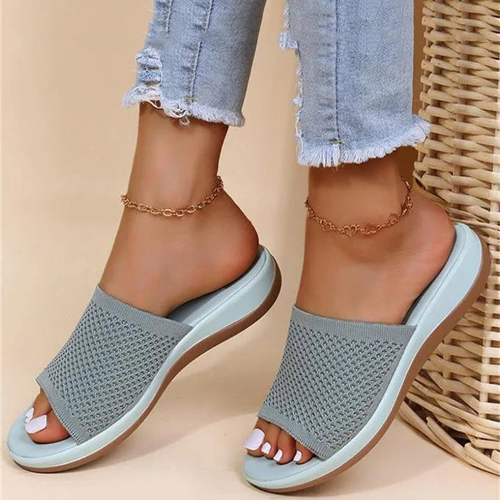 Zomer Slippers voor Dames met Zachte Mesh Bovenkant en Plat Design-Sandalen-Calora-Roze-43-Calora
