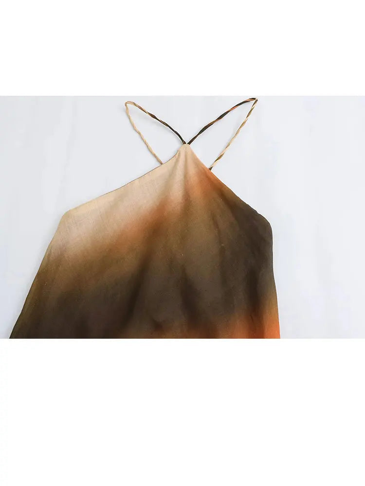 Zomerjurk Tie Dye Midi Met Visstaart Hoge Taille Mouwloos-Zomer Jurken-Calora-Print 1-XS-Calora