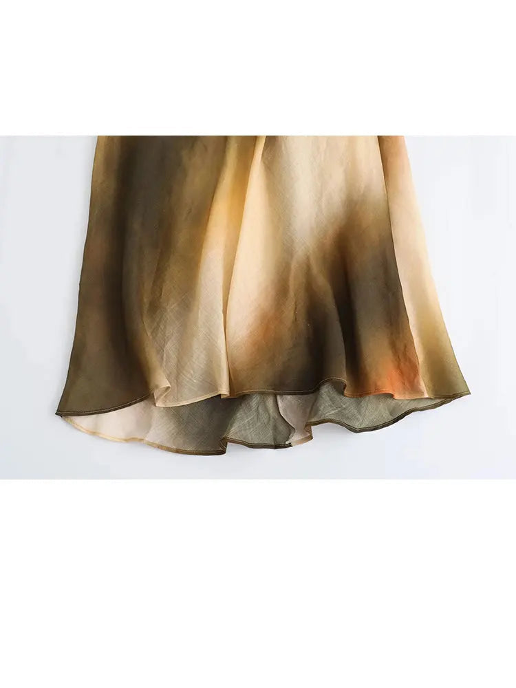 Zomerjurk Tie Dye Midi Met Visstaart Hoge Taille Mouwloos-Zomer Jurken-Calora-Print 1-XS-Calora