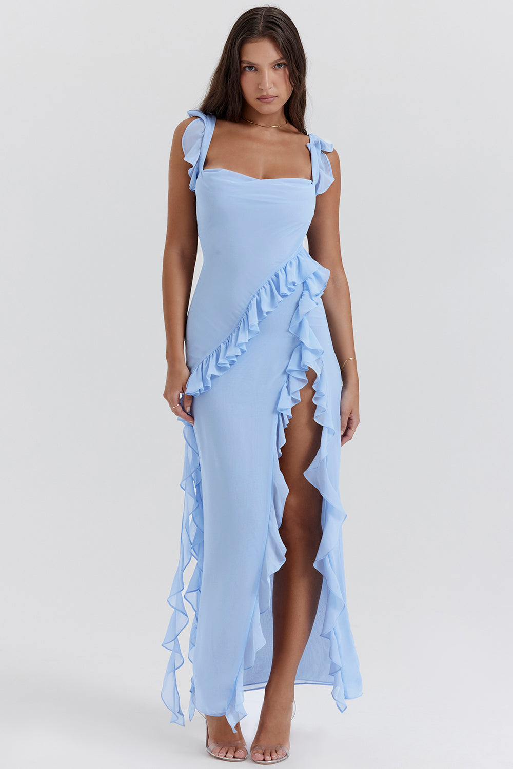 Zomerse Comfortabele Jurk Met Chic Silhouet En Elegant-Zomer Jurken-Calora-Blauw-4 - 6 (XS)-Calora