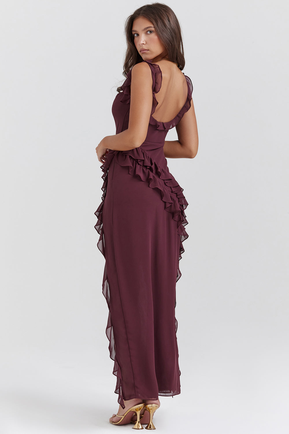 Zomerse Comfortabele Jurk Met Chic Silhouet En Elegant-Zomer Jurken-Calora-Bruin-4 - 6 (XS)-Calora